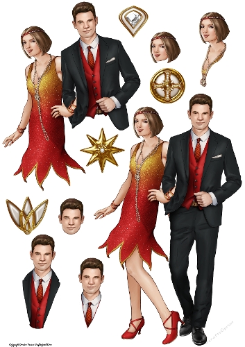 Art Deco A Night on the Tiles Decoupage Sheet Red