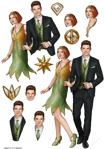 Art Deco A Night on the Tiles Decoupage Sheet Green