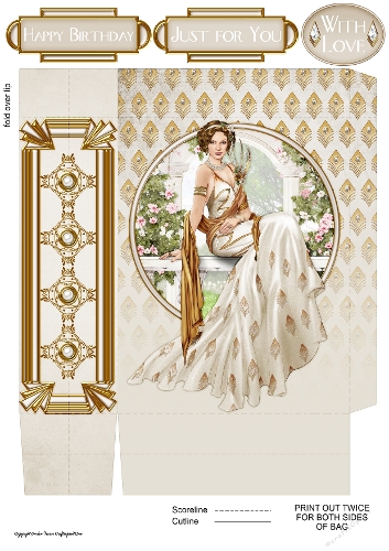 Art Deco Lady Lola Mini Gift Bag Cream