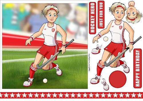Hockey Dudess White and Red 7x7 Quick Card