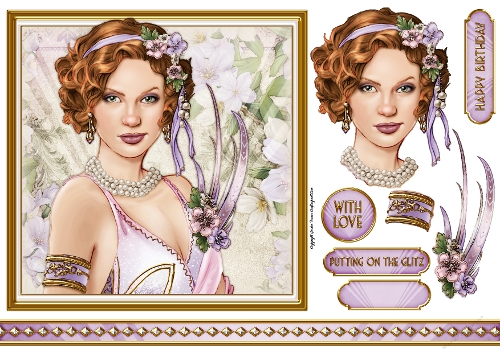 Art Deco Lady Lola 7x7 Quick Card Lilac