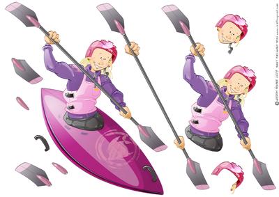 Canoe/kayak Lady Decoupage Sheet.