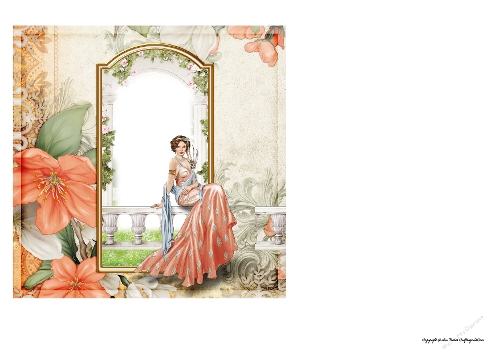 Art Deco Lady Lola 7x7 Quick Card Peach Insert