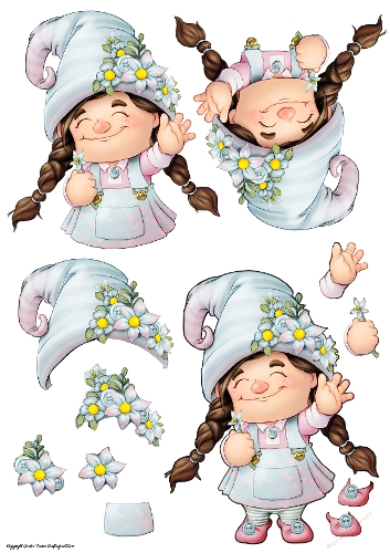 Mothers Day Maisie Gnome Decoupage Sheet