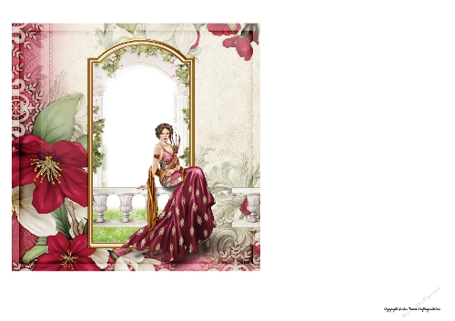 Art Deco Lady Lola 7x7 Quick Card Dark Pink Insert