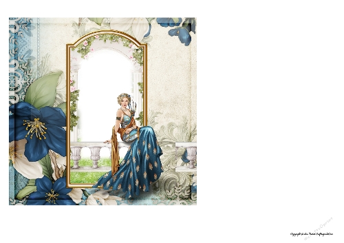 Art Deco Lady Lola 7x7 Quick Card Dark Blue Insert