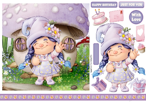 Maisie the Gnome Lilac 7x7 Quick Card