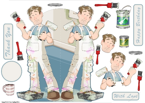 Painter and Decorator Dude 2 Shaped Card
