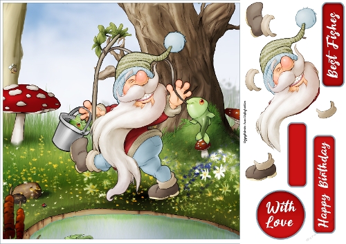 Fishing Gnome 2 8x8 Quick Card
