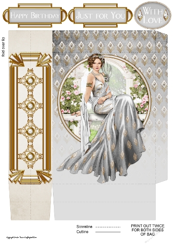 Art Deco Lady Lola Mini Gift Bag Silver