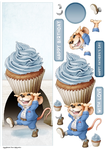 Mr Cup Cake Mouse (Blue Suit) Large Vertical DL