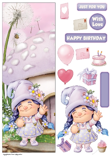 Maisie the Gnome Lilac Large Vertical DL