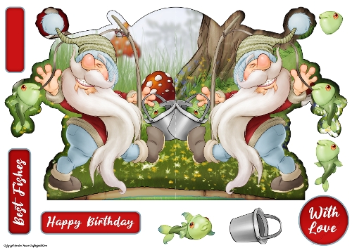 Fishing Gnome 2 Shaped Card