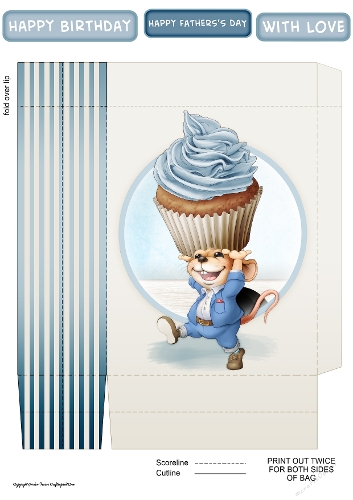 Mr Cup Cake Mouse (Blue Suit) Mini Gift Bag
