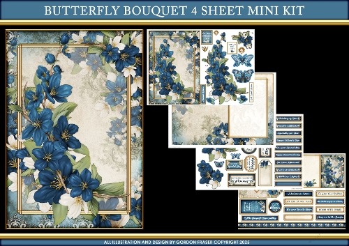 Butterfly Bouquet 4 Sheet Mini Kit Dark Blue
