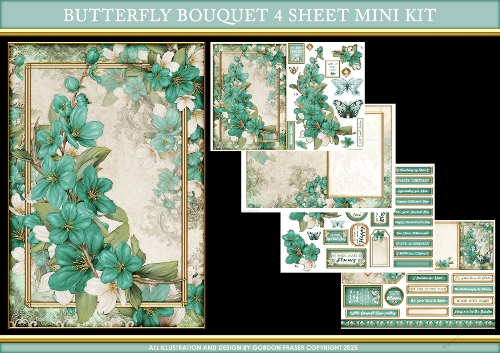 Butterfly Bouquet 4 Sheet Mini Kit Aqua