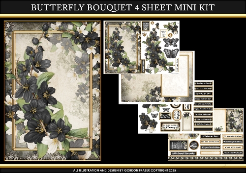 Butterfly Bouquet 4 Sheet Mini Kit Black