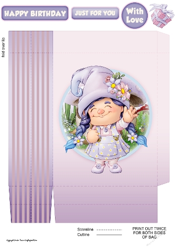 Maisie the Gnome Lilac Mini Gift Bag