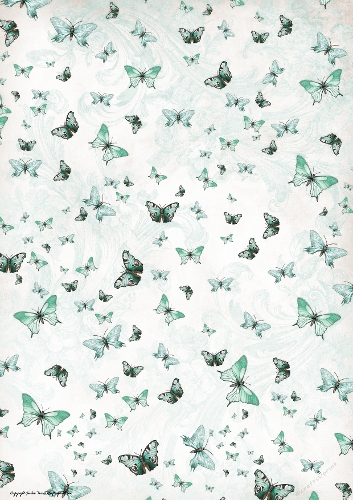 Butterfly Blossom Paper 2 Aqua