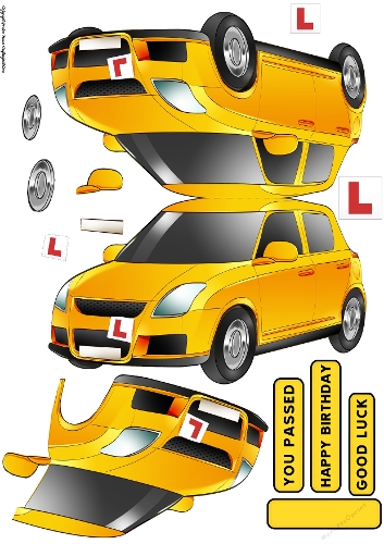 Just Passed Shaped Card (Yellow)