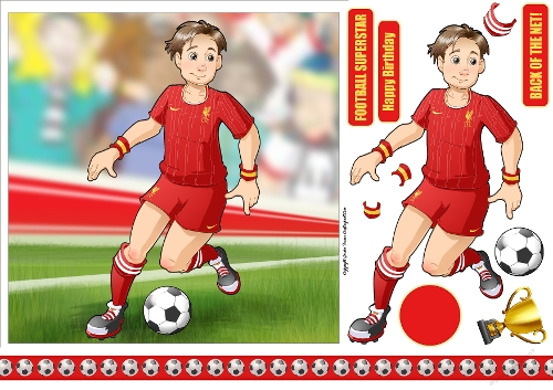 Young Footballer Dude Red, White and Yellow 7x7 Quick Card