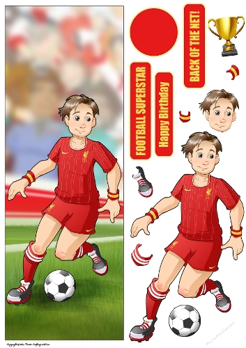 Young Footballer Dude Red, White and Yellow Large, Vertical DL