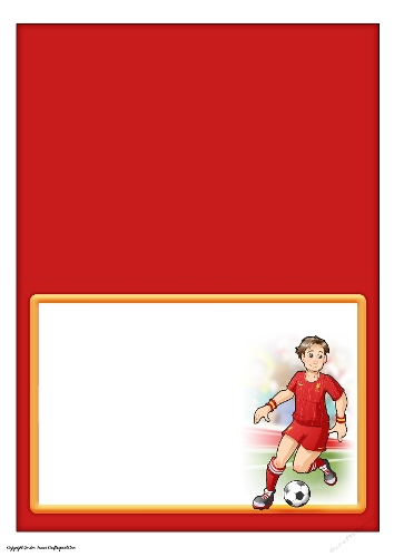 Young Footballer Dude Red, White and Yellow Slider Card Insert