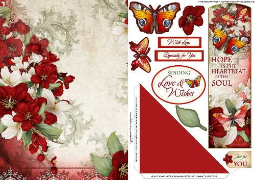 Butterfly Bouquet Bookmark Card Red