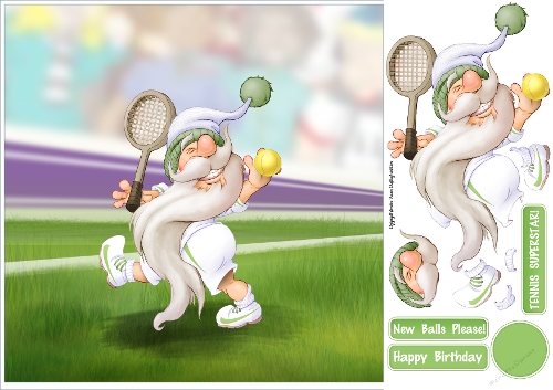 Gnome Tennis 8x8 Quick Card