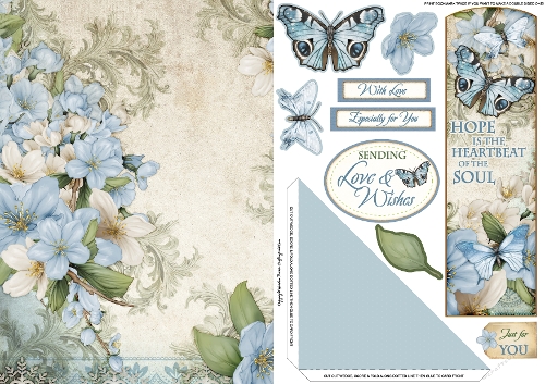 Butterfly Bouquet Bookmark Card Blue
