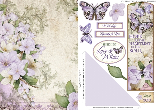 Butterfly Bouquet Bookmark Card Lilac