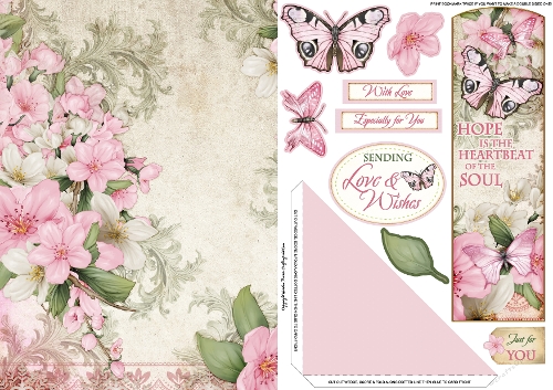 Butterfly Bouquet Bookmark Card Pink