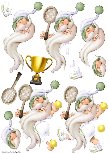 Gnome Tennis Decoupage Sheet