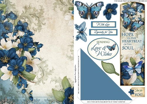 Butterfly Bouquet Bookmark Card Dark Blue