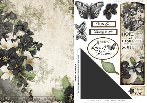 Butterfly Bouquet Bookmark Card Black