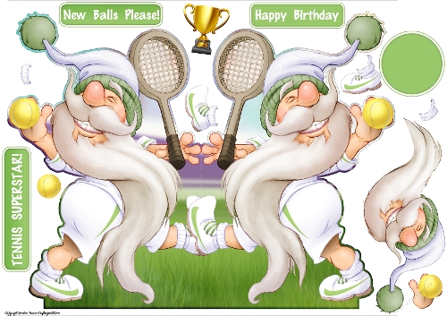 Gnome Tennis Shaped Card
