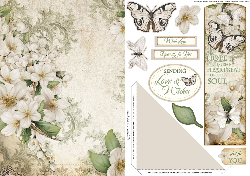 Butterfly Bouquet Bookmark Card Cream