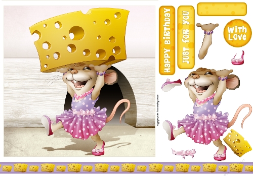 Too Much Cheese Mrs Mouse 2 7x7 Quick Card
