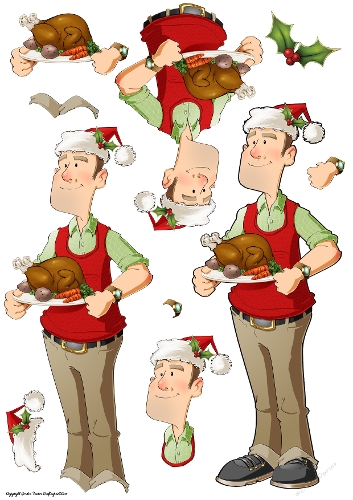 Christmas Turkey Dude Decoupage Sheet
