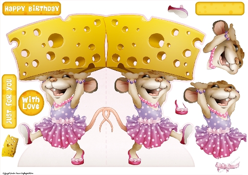 Too Much Cheese Mrs Mouse 2 Shaped Card