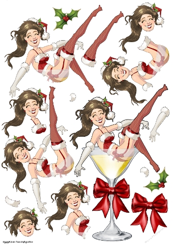 Mrs Claus Burlesque Dudess Decoupage Sheet