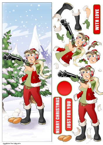 Christmas Clay Pigeon Shooting Dudess Large Vertical DL