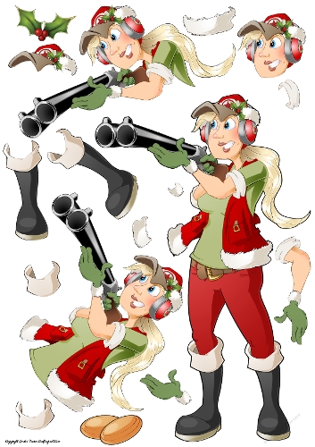 Christmas Clay Pigeon Shooting Dudess Decoupage Sheet