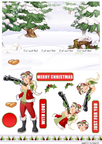 Christmas Clay Pigeon Shooting Dudess Slider Card