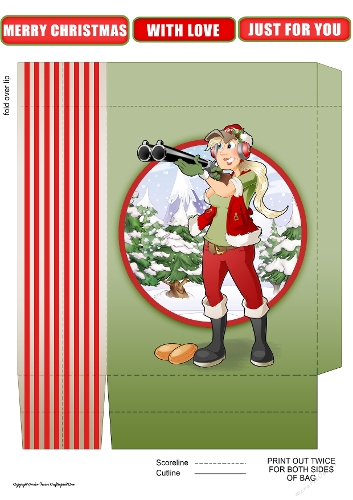 Christmas Clay Pigeon Shooting Dudess Mini Gift Bag