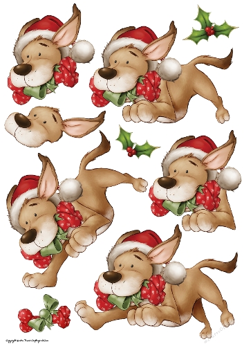 Christmas Puppy Love Sandy Decoupage Sheet