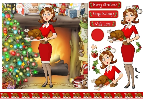 Christmas Turkey Dudess 7x7 Quick Card