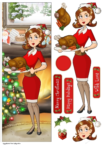 Christmas Turkey Dudess Large Vertical DL