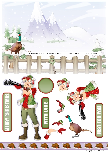 Christmas Clay Pheasant Shooting Dudess Slider Card