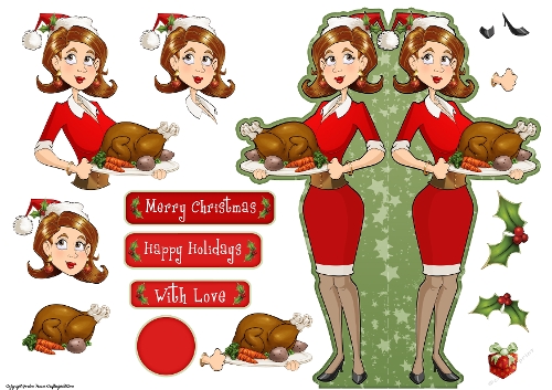 Christmas Turkey Dudess Shaped Card